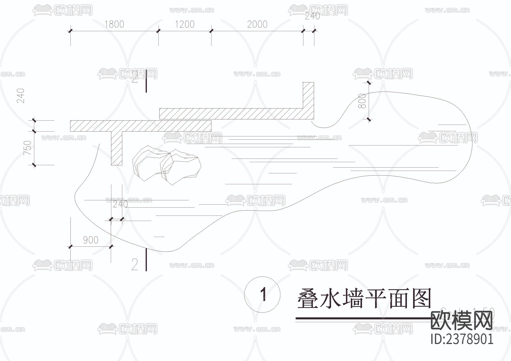 叠水墙节点大样下载（渲染图2）