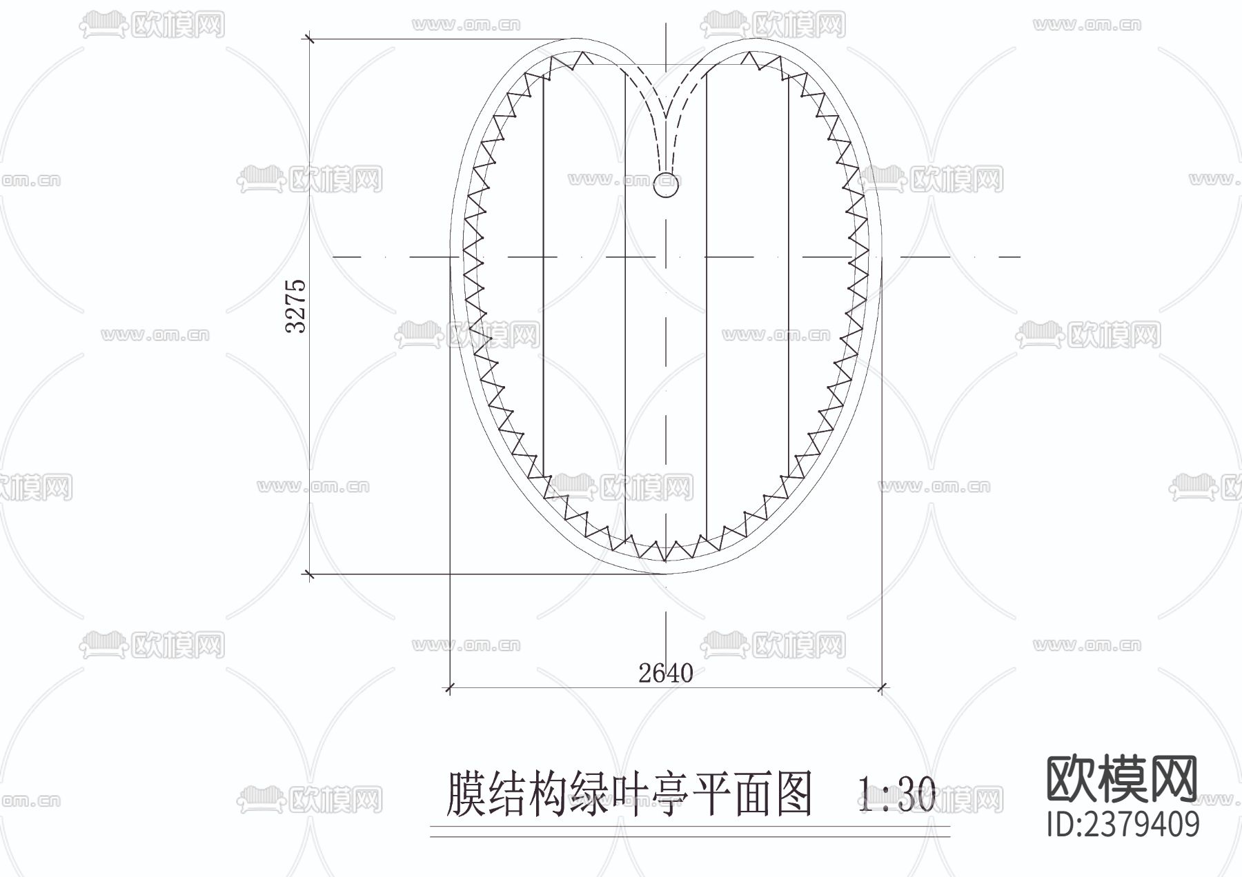 膜结构绿叶亭CAD节点大样下载（渲染图2）