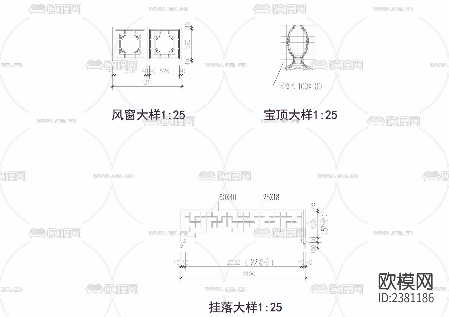 十六柱八角重檐亭cad大样图下载（渲染图4）
