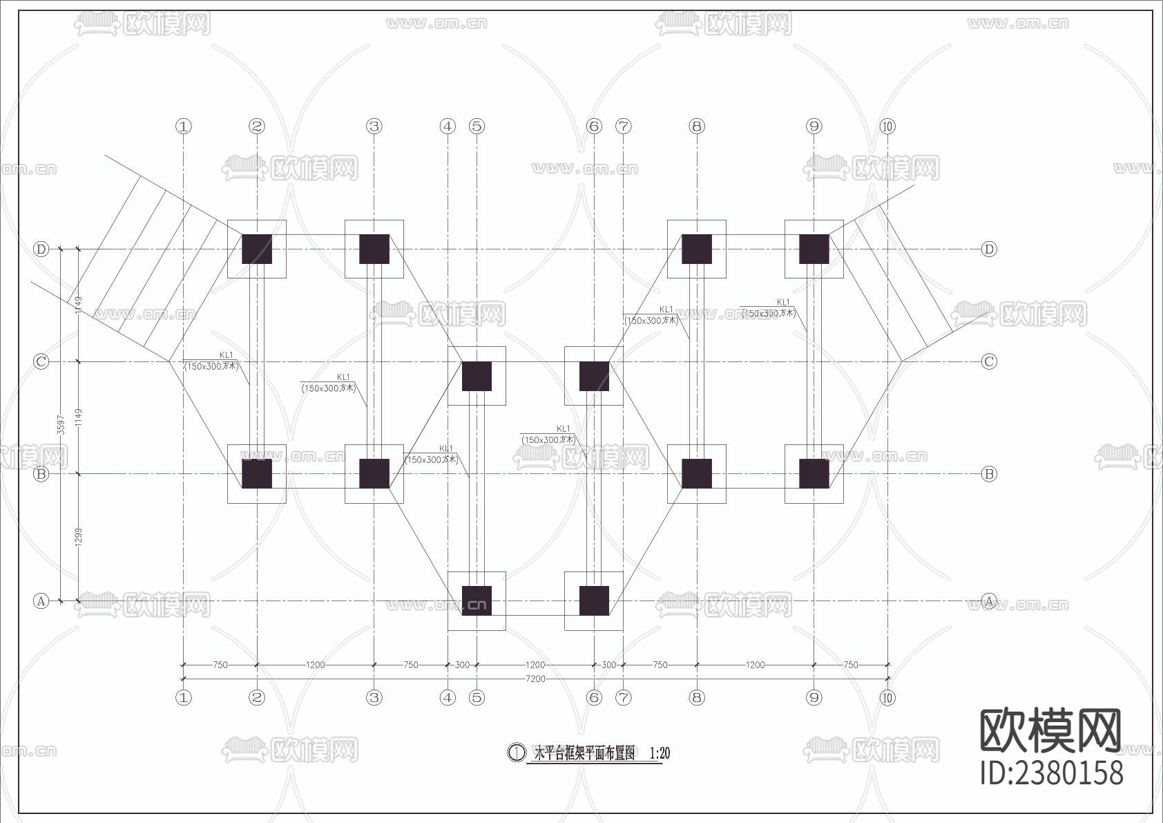 六角形组合木平台节点大样下载（渲染图4）