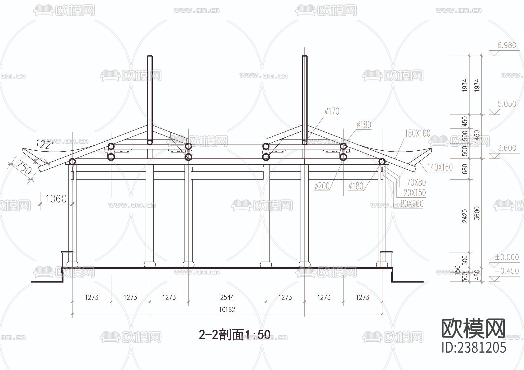 四角亭CAD施工图下载（渲染图3）
