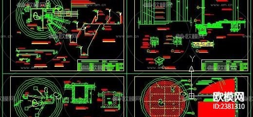 水帘喷泉水景小品CAD节点大样下载（渲染图3）