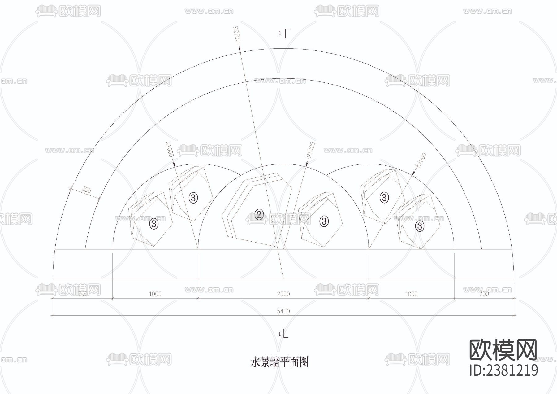 水景墙cad大样图下载（渲染图3）