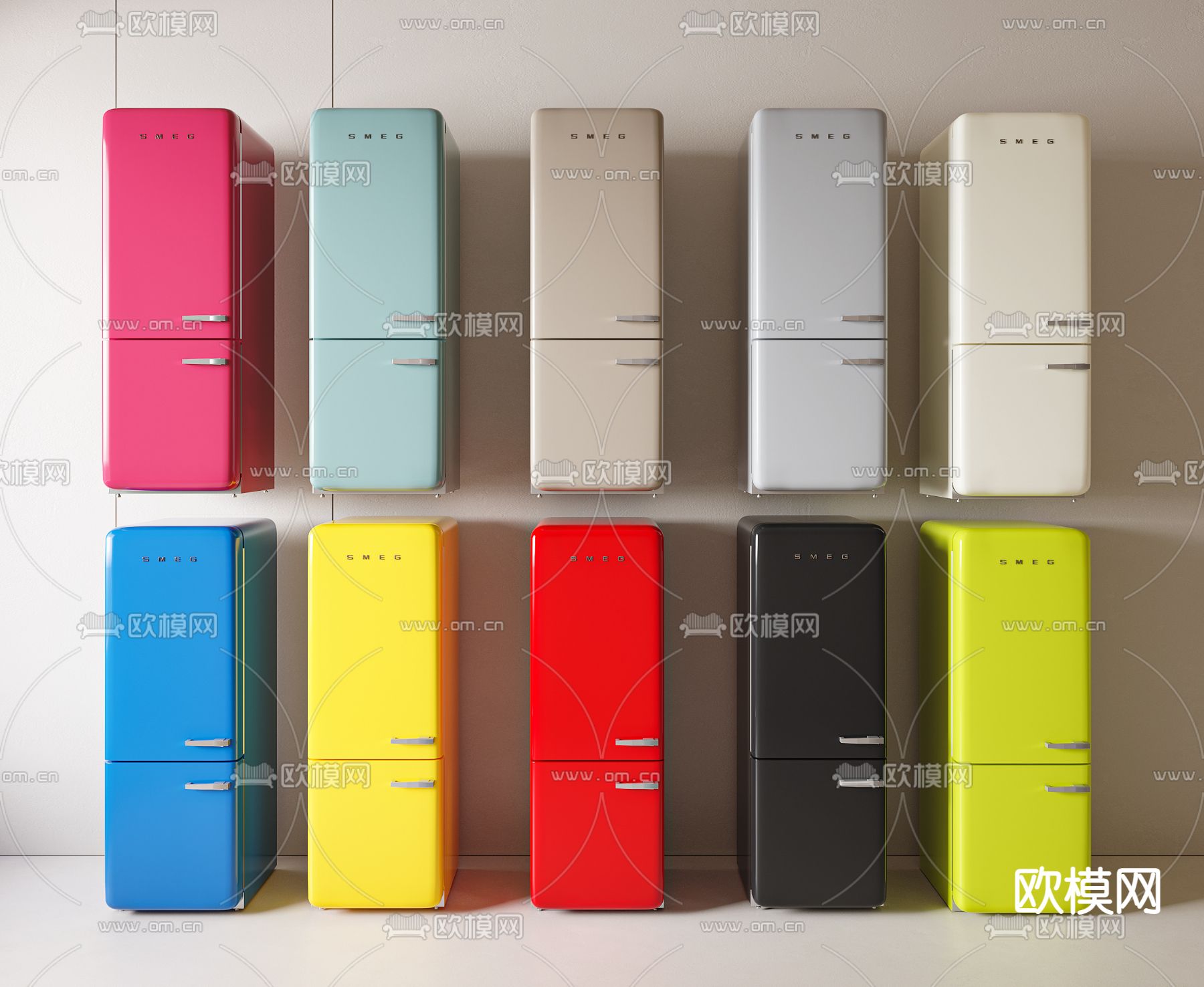 smeg冰箱 冰柜su模型