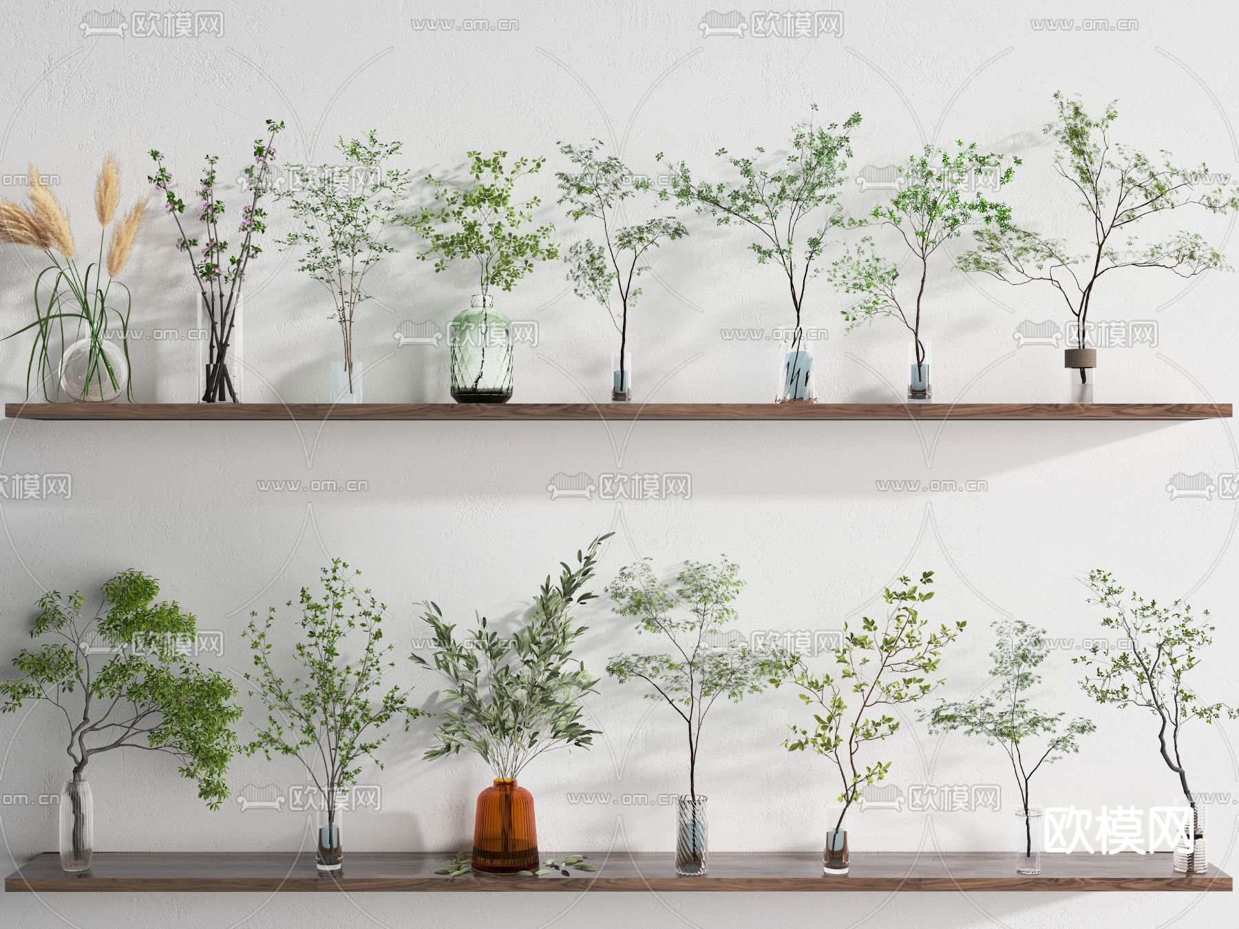 现代水生绿植花瓶花艺su模型下载（渲染图1）