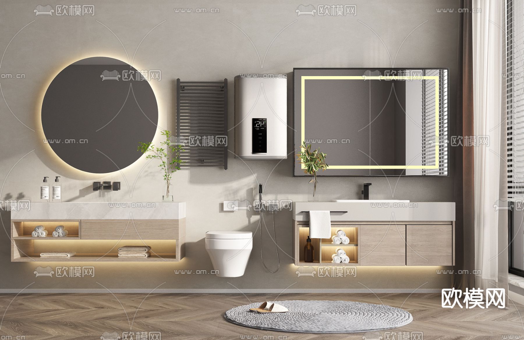 浴室柜 洗手台 洁具3d模型下载