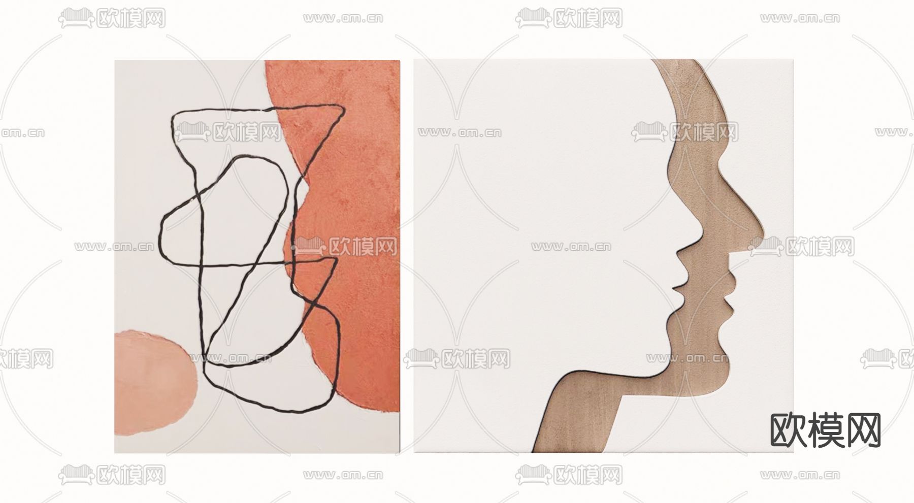 侘寂风装饰画 挂画su模型下载