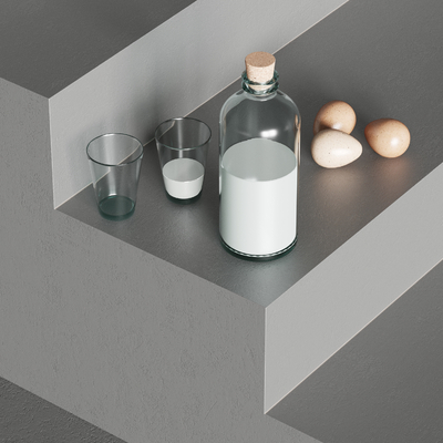  玻璃瓶 杯子 鸡蛋su模型 