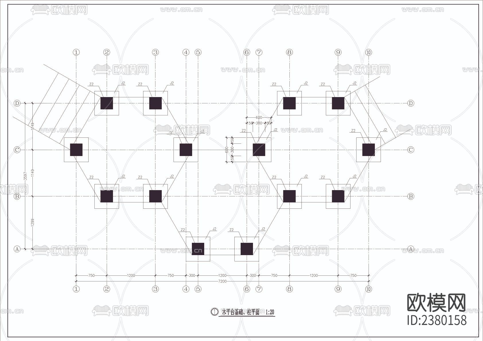 六角形组合木平台节点大样下载（渲染图2）