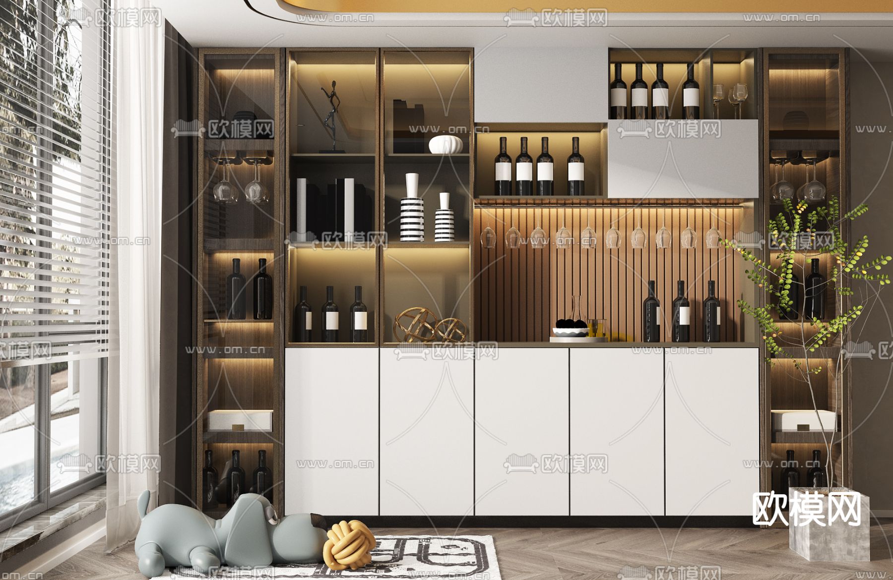 现代酒柜3d模型下载