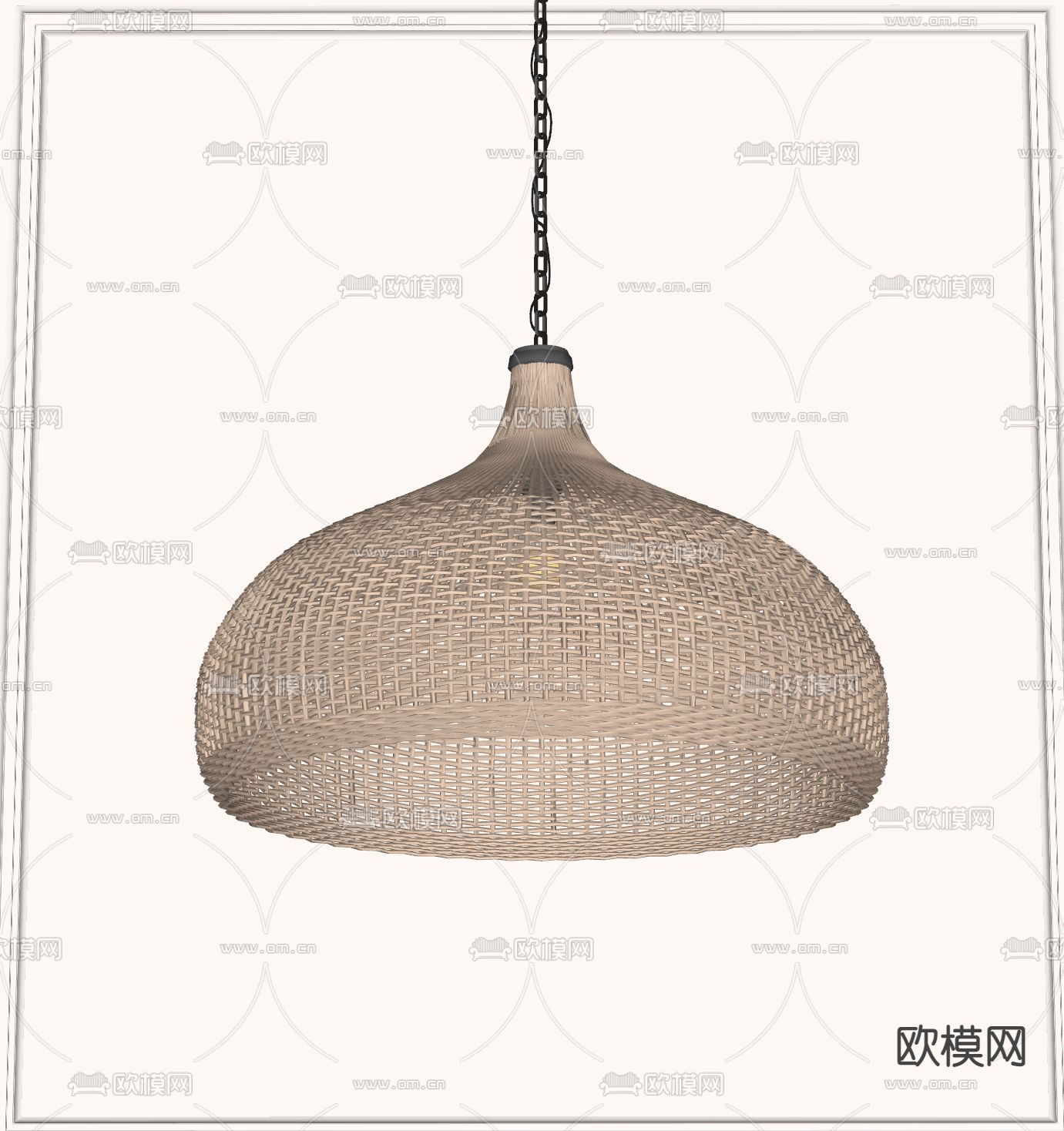 侘寂风编织吊灯su模型下载（渲染图2）