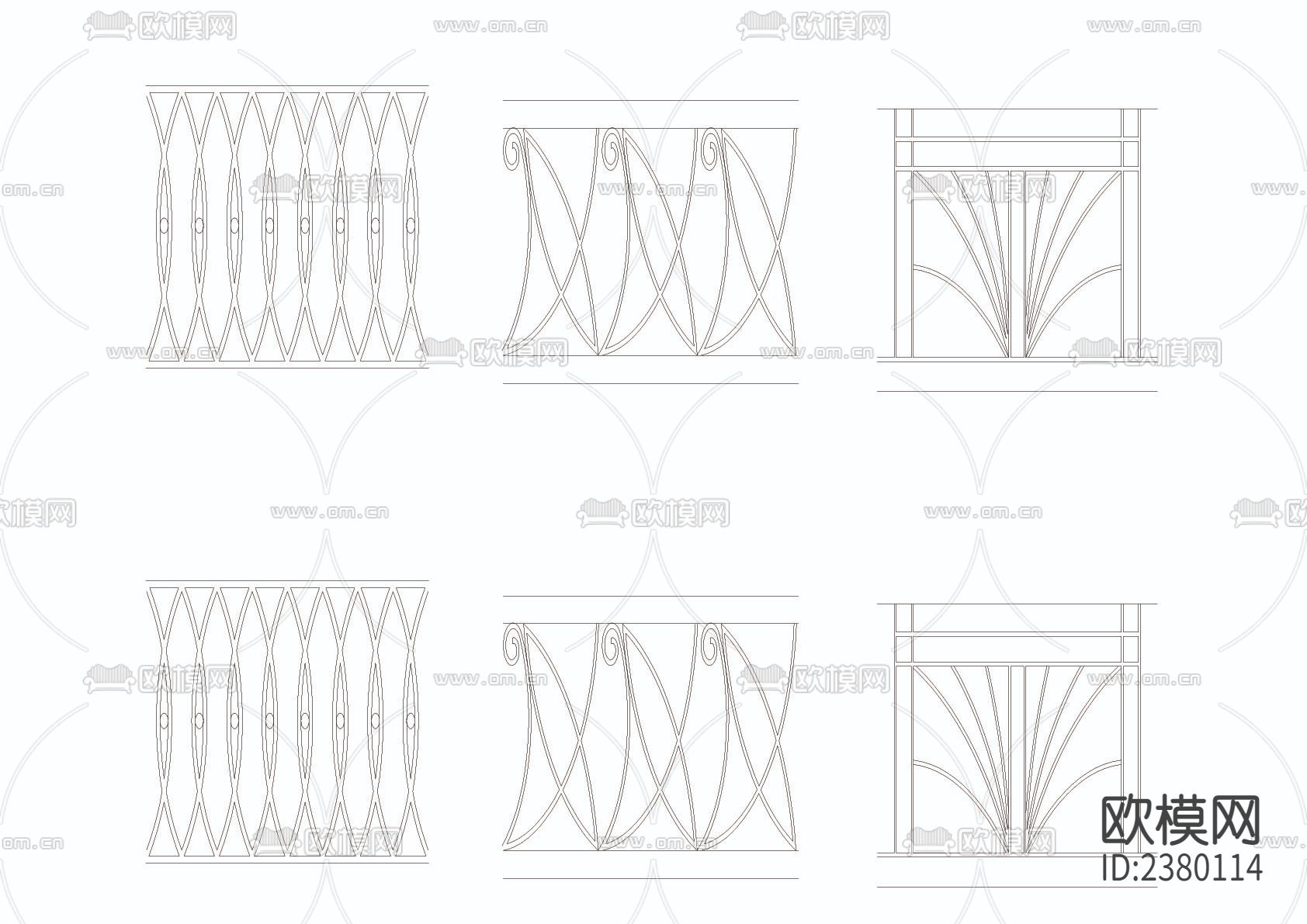 N种栏杆立面节点大样下载（渲染图2）