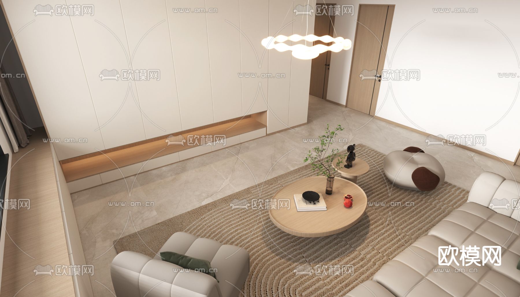 现代客餐厅免费3d模型下载（渲染图4）