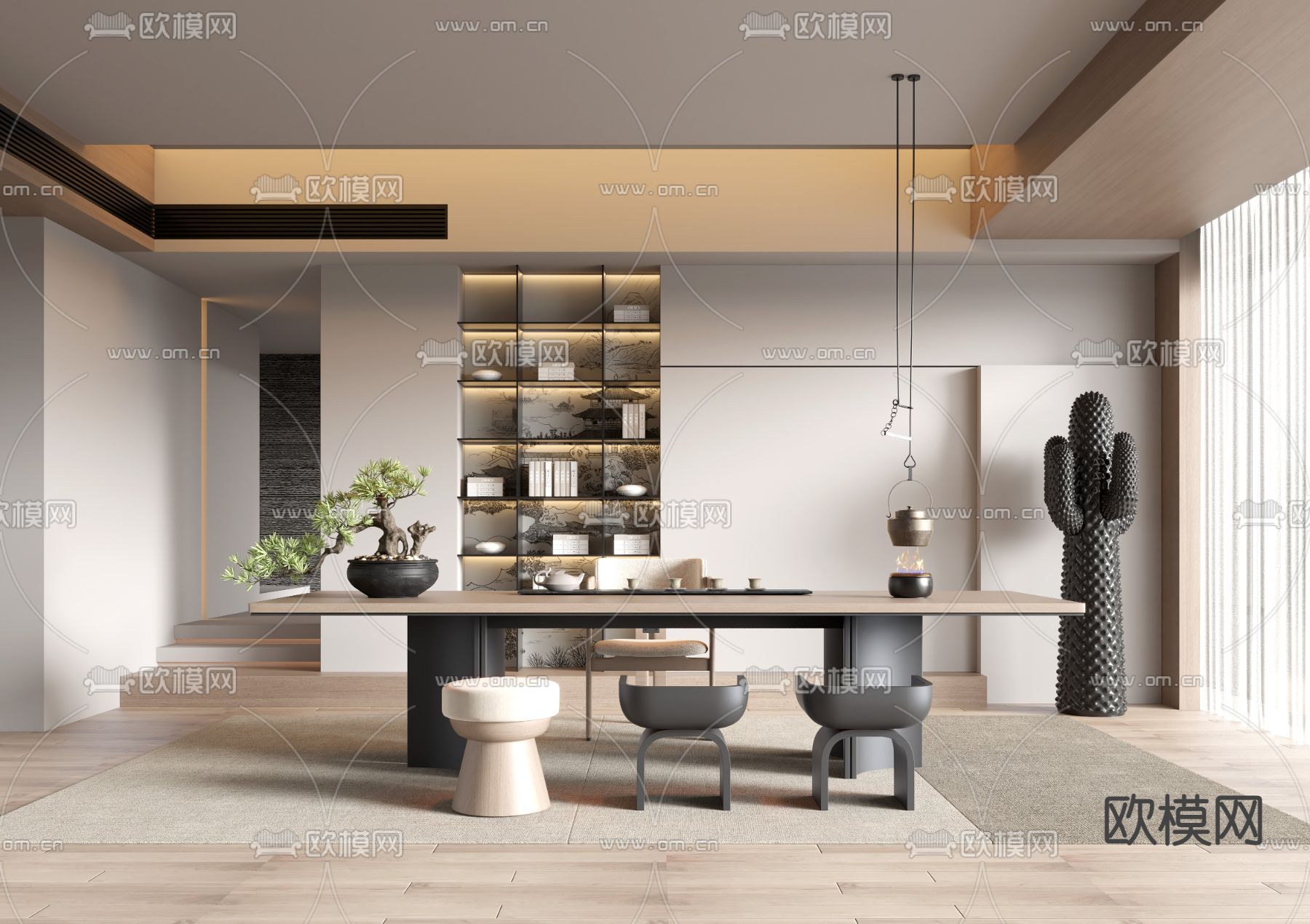 现代茶室3d模型下载