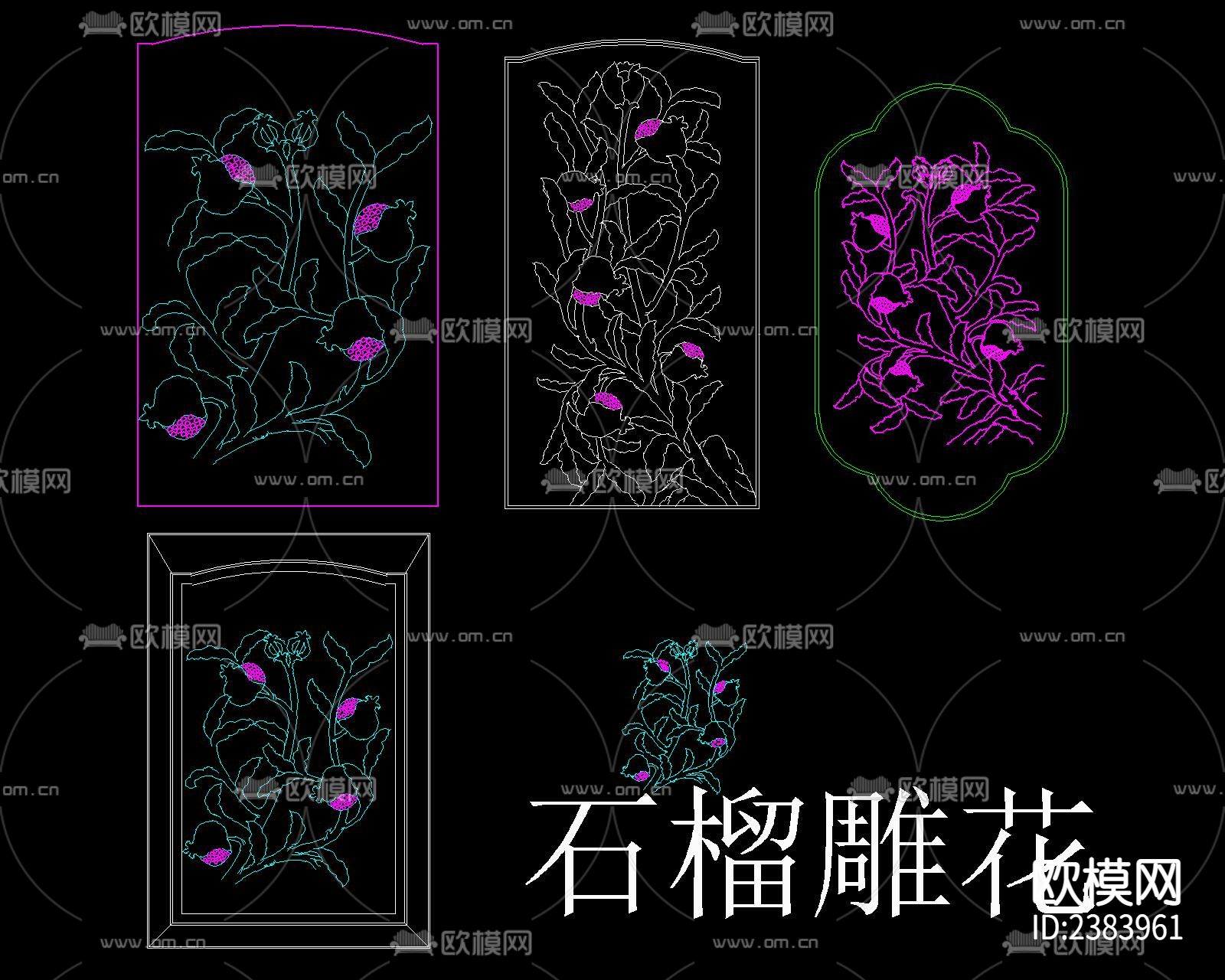 中式古典雕花图案CAD施工图下载（渲染图8）