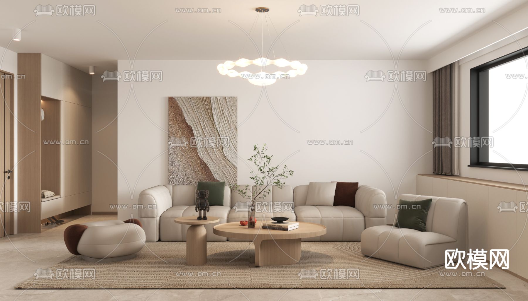 现代客餐厅免费3d模型下载（渲染图1）