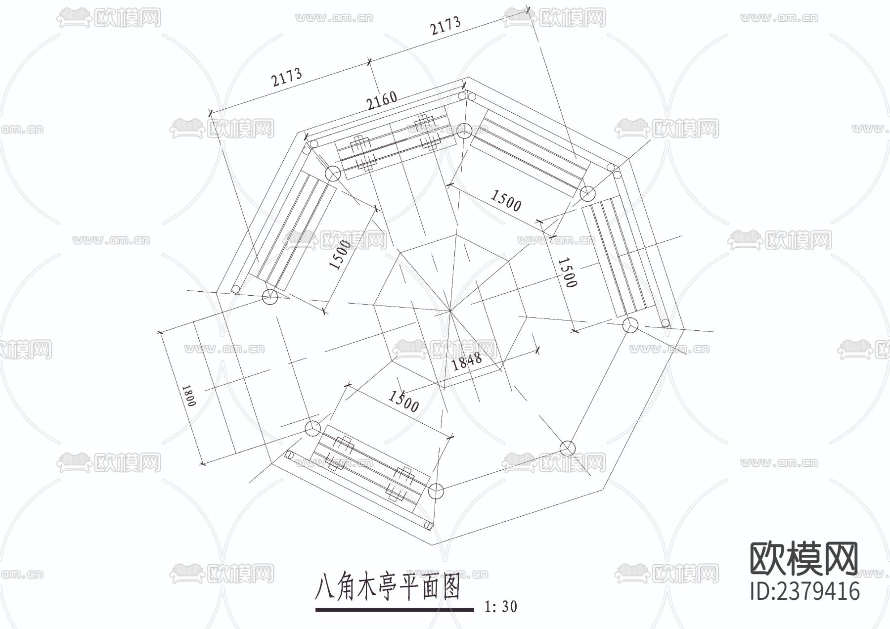 八角木亭CAD节点大样下载（渲染图1）