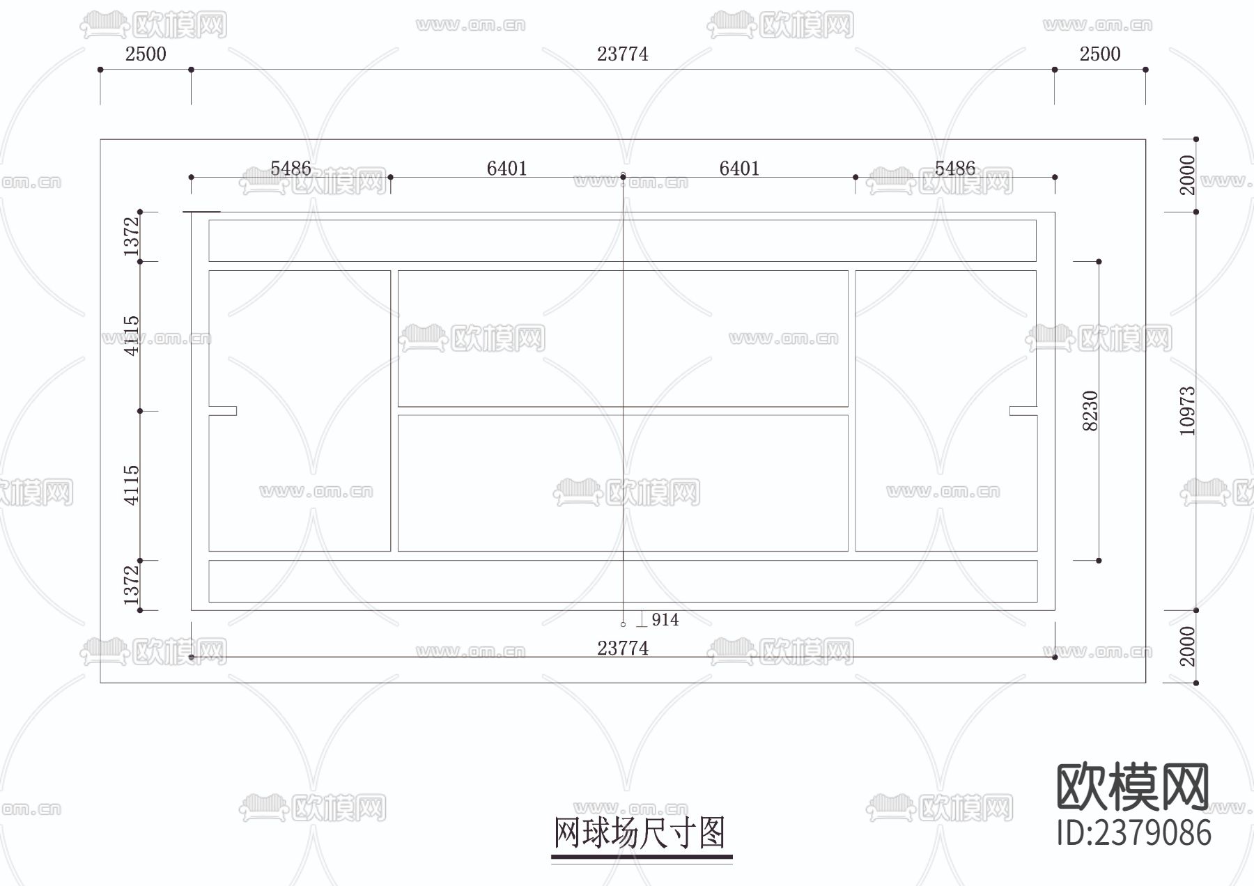 网球场尺寸节点大样下载