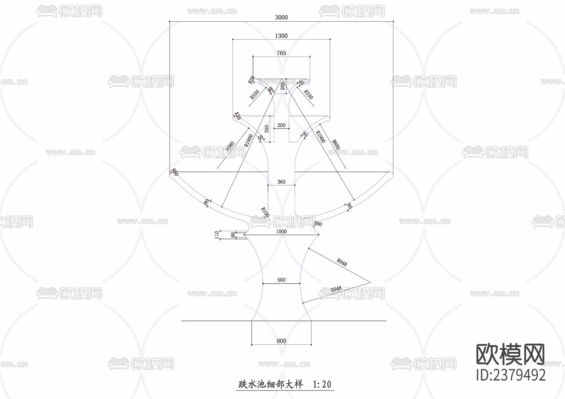 跌水CAD节点大样下载（渲染图3）