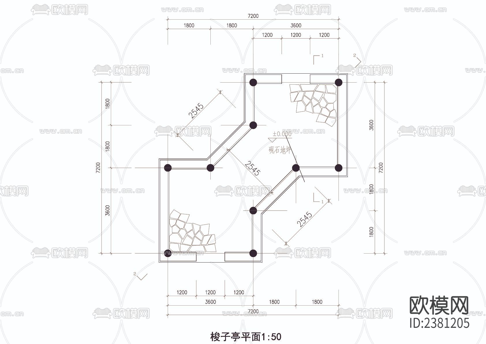 四角亭CAD施工图下载（渲染图2）