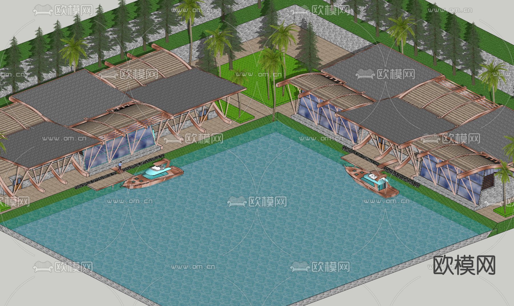 现代展馆展厅外观su模型下载（渲染图4）