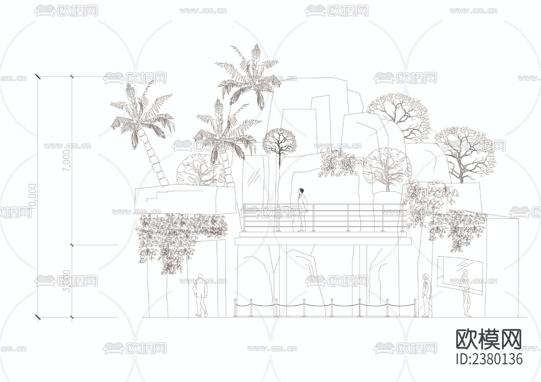 假山立剖面图节点大样下载（渲染图3）