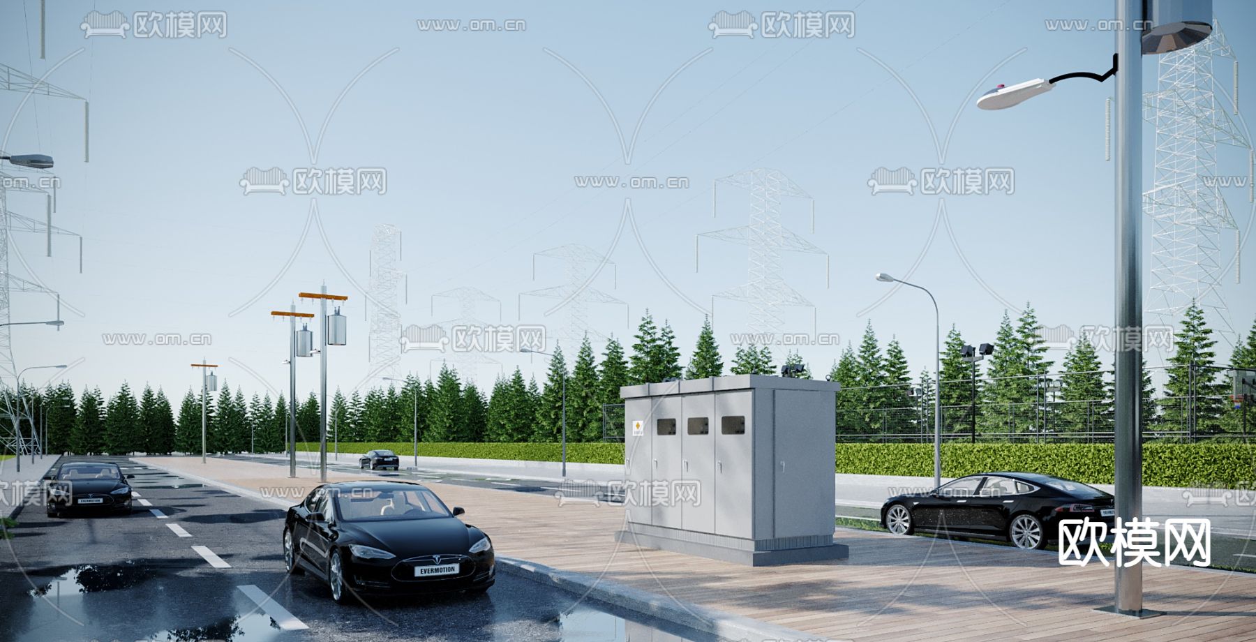 高压电线 电线杆 电塔3d模型下载