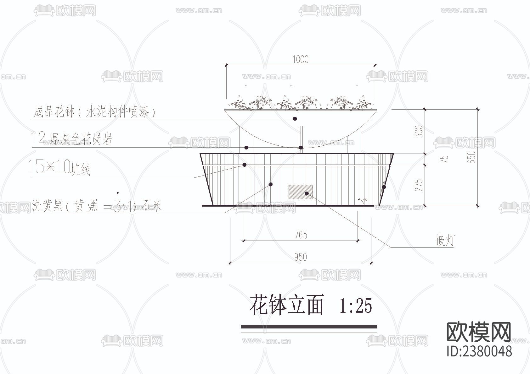 花钵CAD施工图下载（渲染图3）