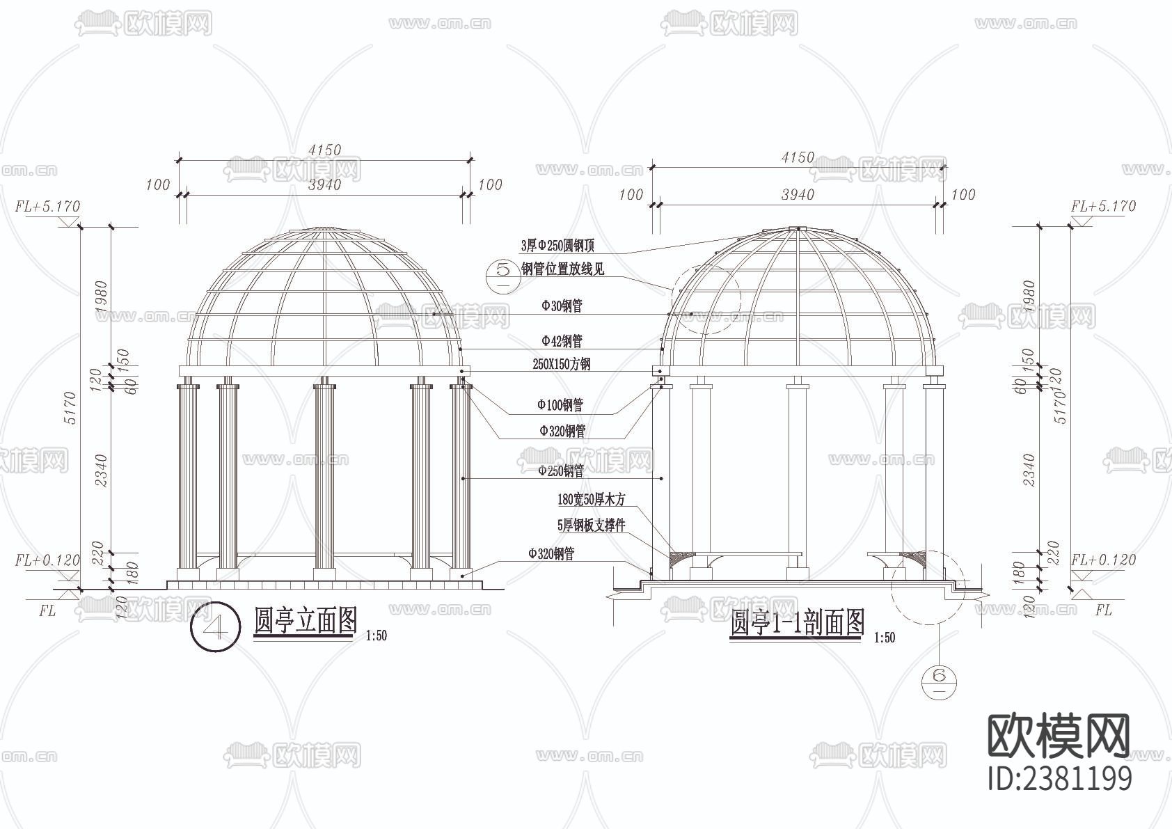 园亭cad大样图下载（渲染图3）