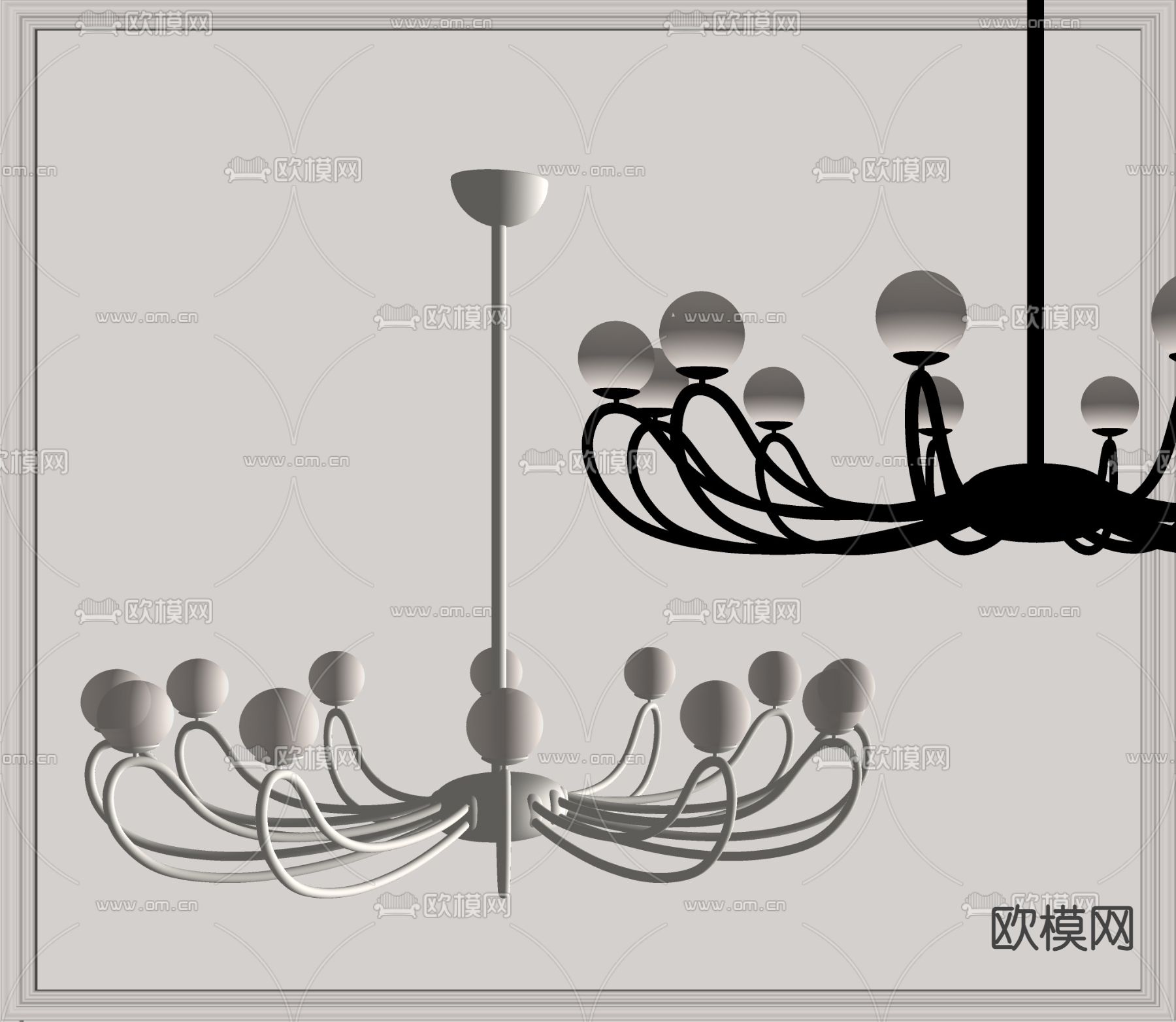现代多头吊灯su模型