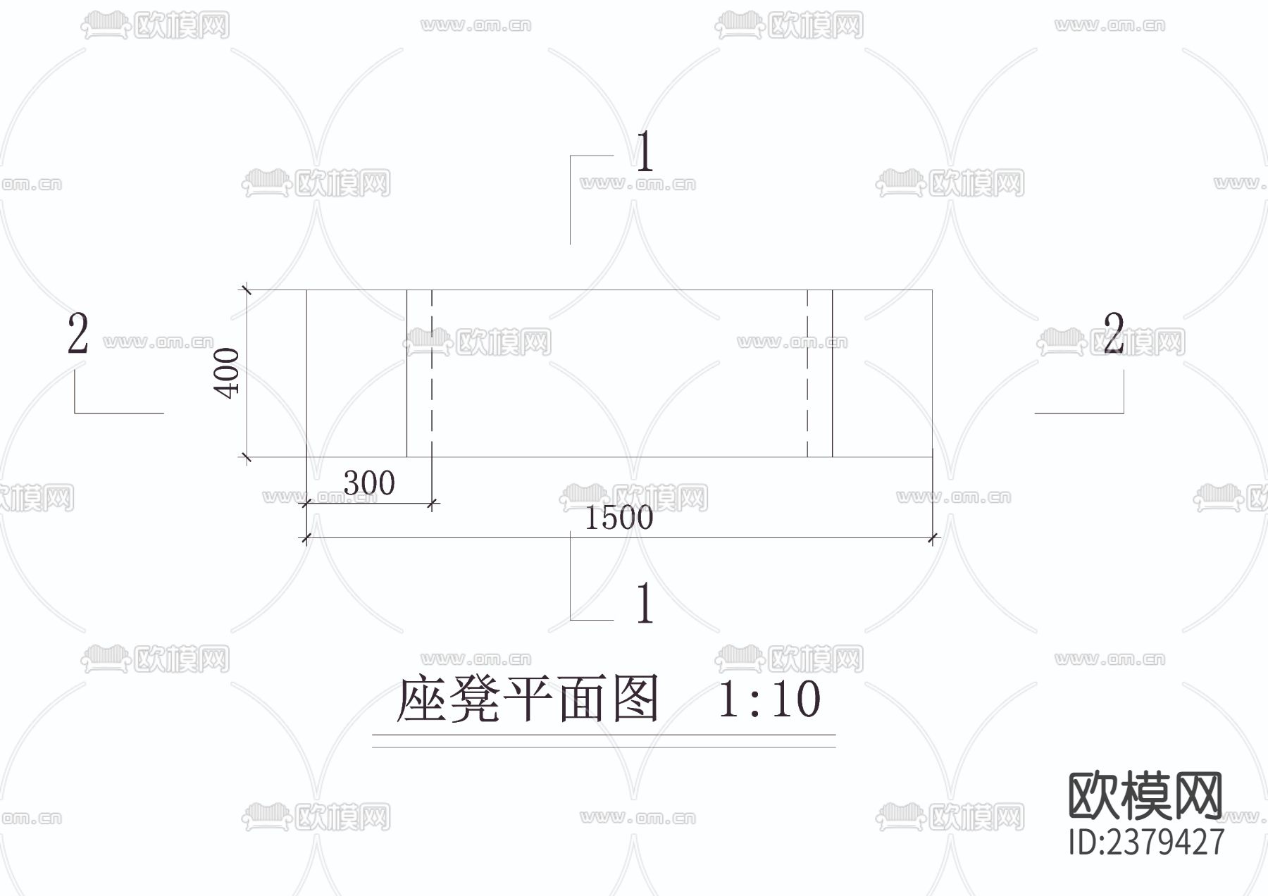 花岗岩石凳CAD节点大样下载（渲染图3）