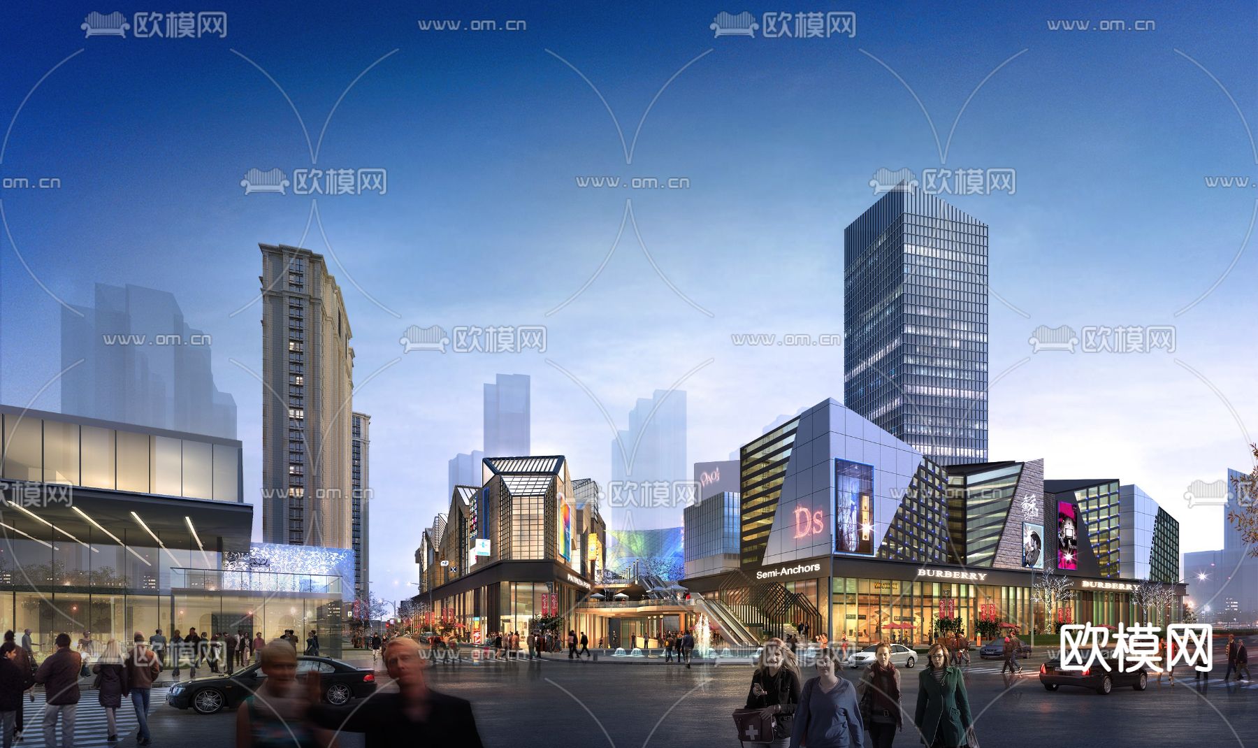 商业街外观3D模型下载