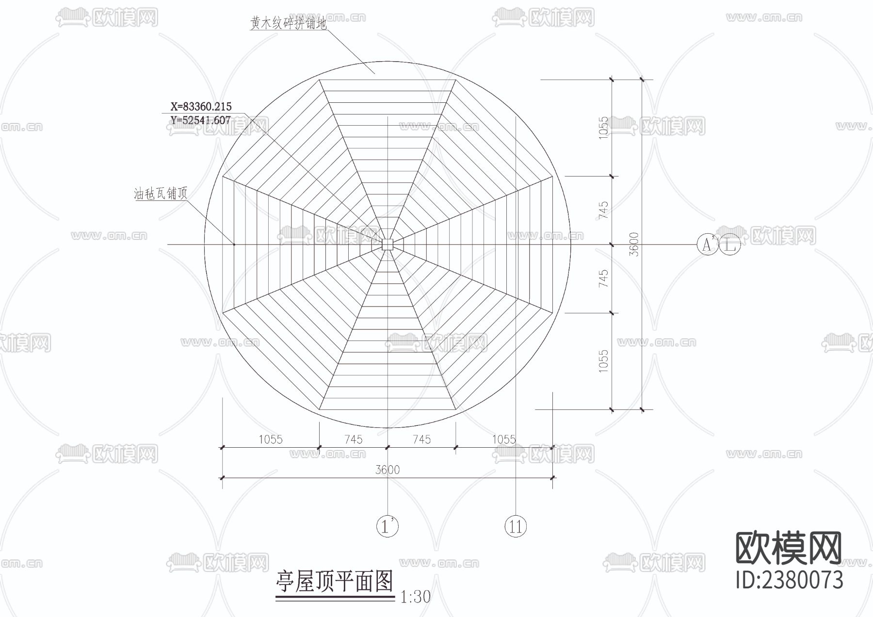 八角亭CAD施工图下载（渲染图4）