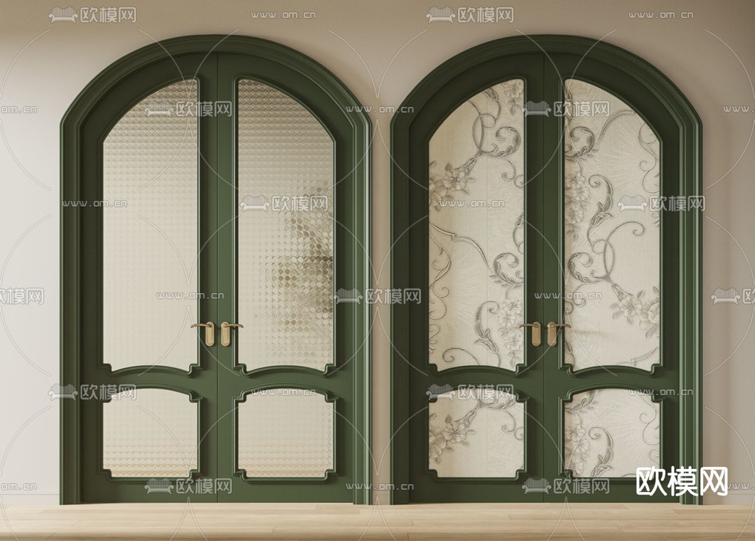 法式拱形双开门 玻璃门su模型下载_ID12211293_sketchup模型下载-欧模网