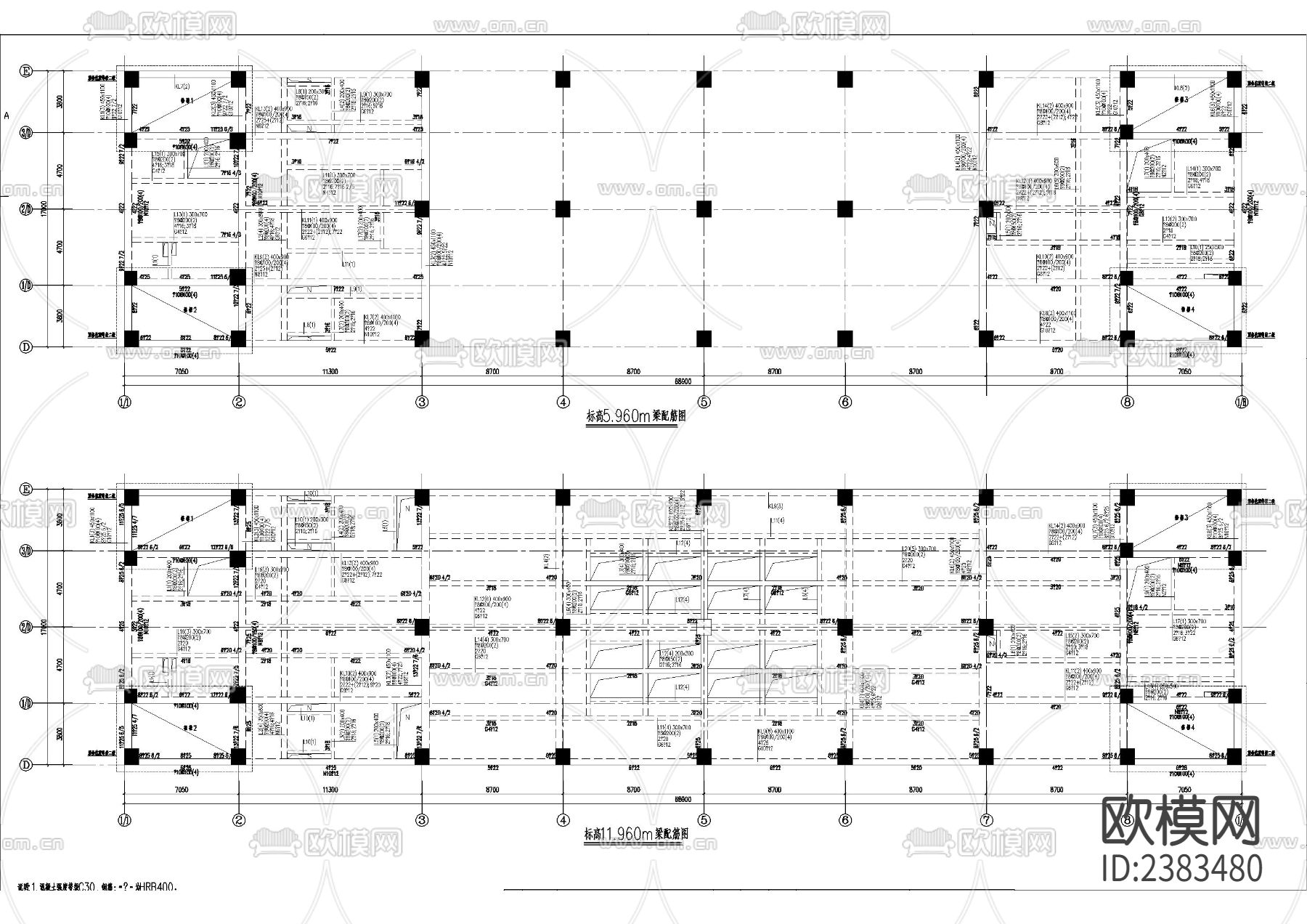 大型厂房结构CAD施工图下载（渲染图3）