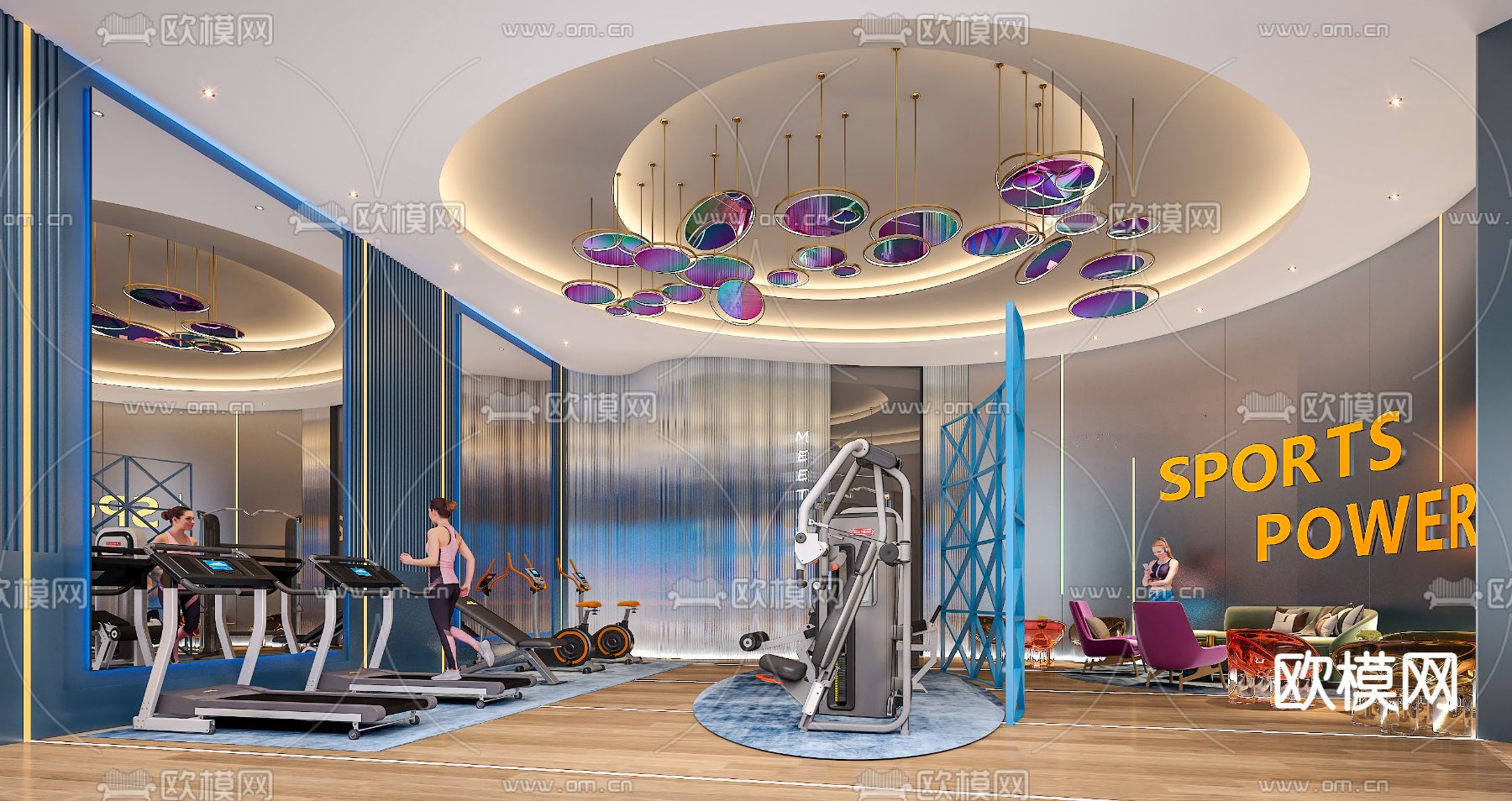 现代健身房3d模型下载