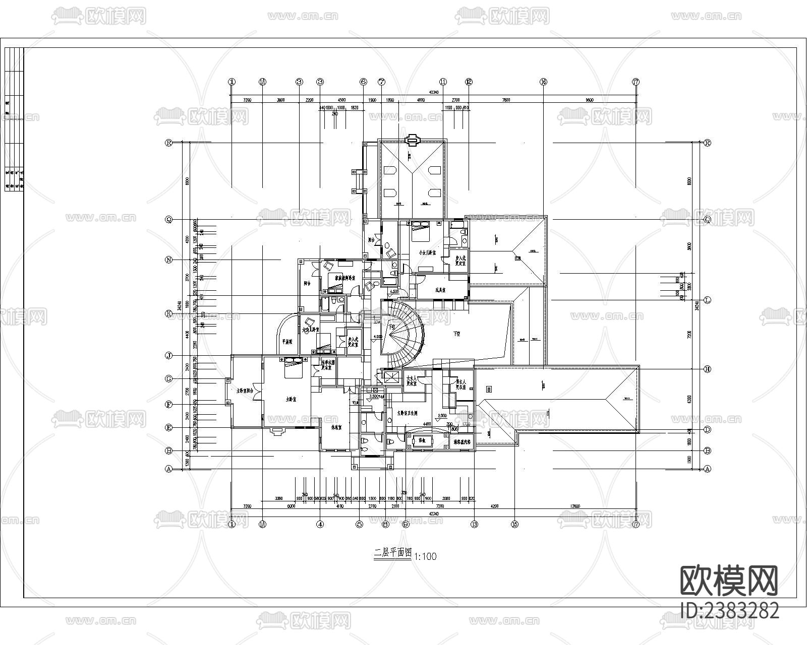 法式别墅建筑设计CAD施工图下载（渲染图3）