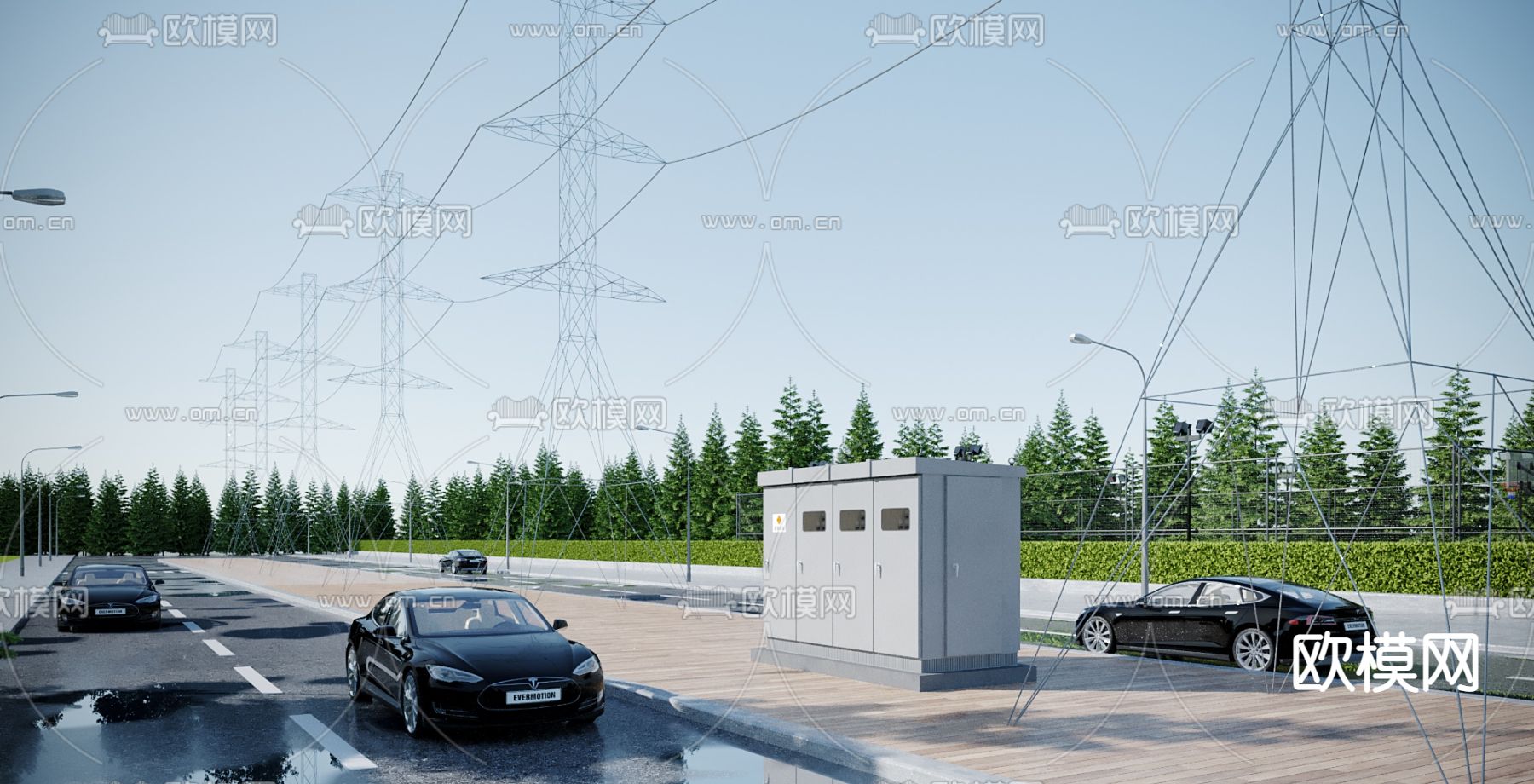 高压电线 电线杆 电塔3d模型下载