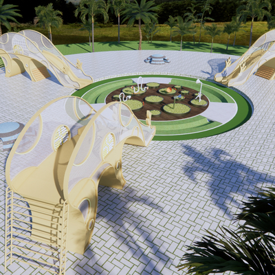  现代户外景观儿童游乐区su模型 