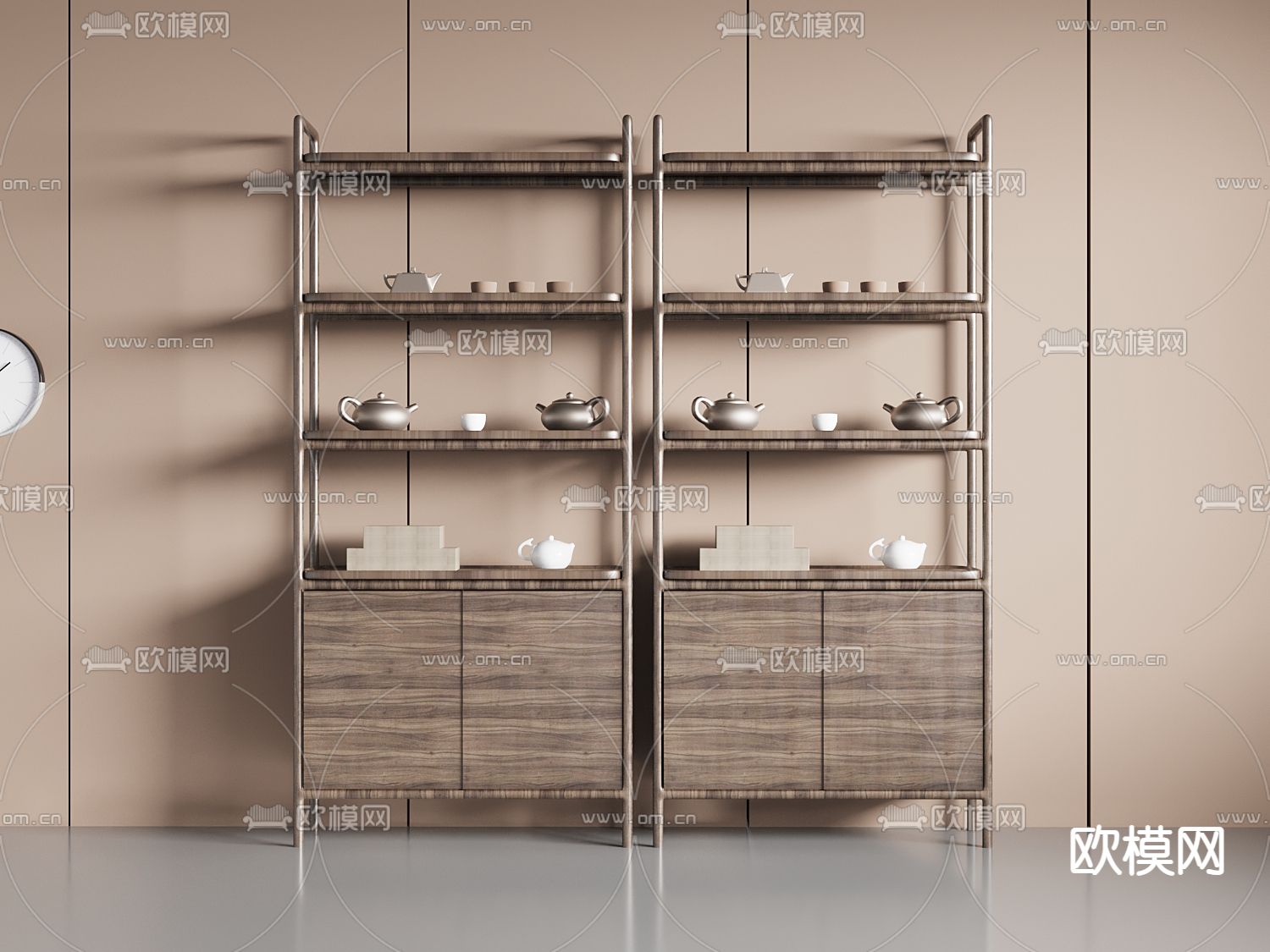 中式书架 博古架3d模型下载