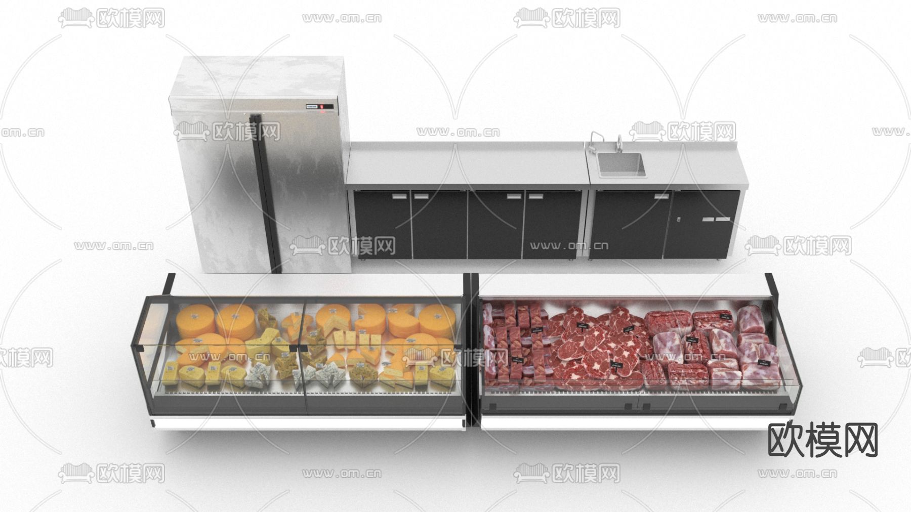 小冰箱 冰柜免费3d模型下载（渲染图1）