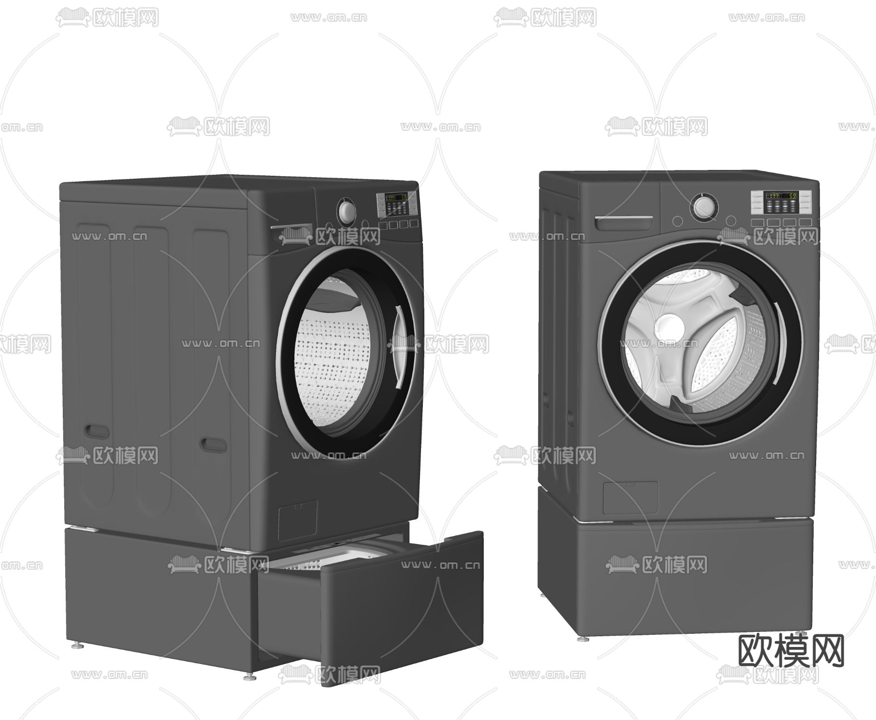 现代洗衣机 烘干机su模型下载（渲染图2）