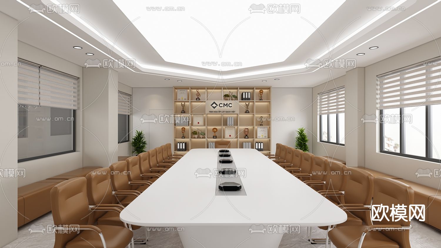 现代会议室 会议厅免费3d模型下载（渲染图1）