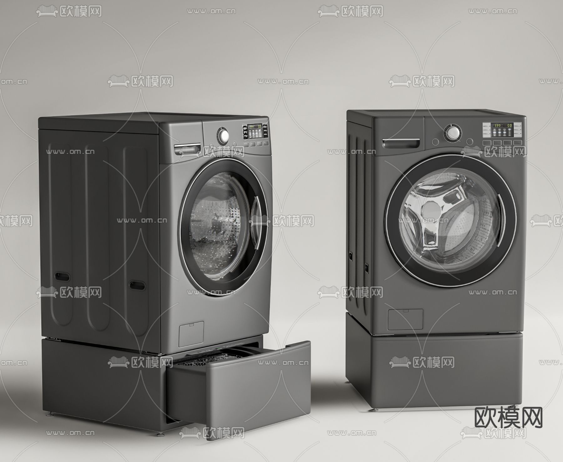 现代洗衣机 烘干机su模型下载（渲染图1）