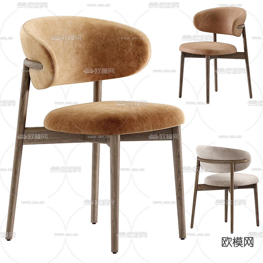 侘寂风单椅 餐椅子3d模型下载