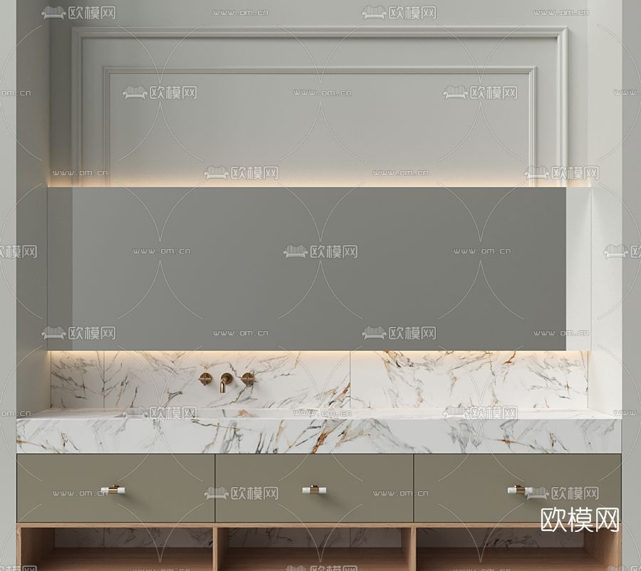 现代洗手台 装饰柜3d模型下载（渲染图2）