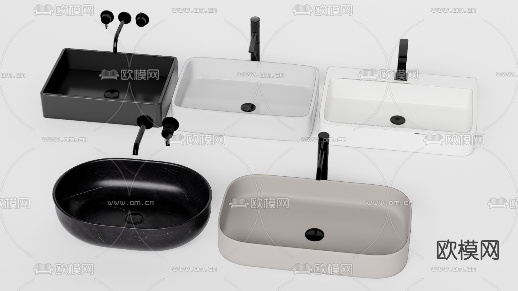 现代台盆 洗脸盆su模型下载（渲染图1）