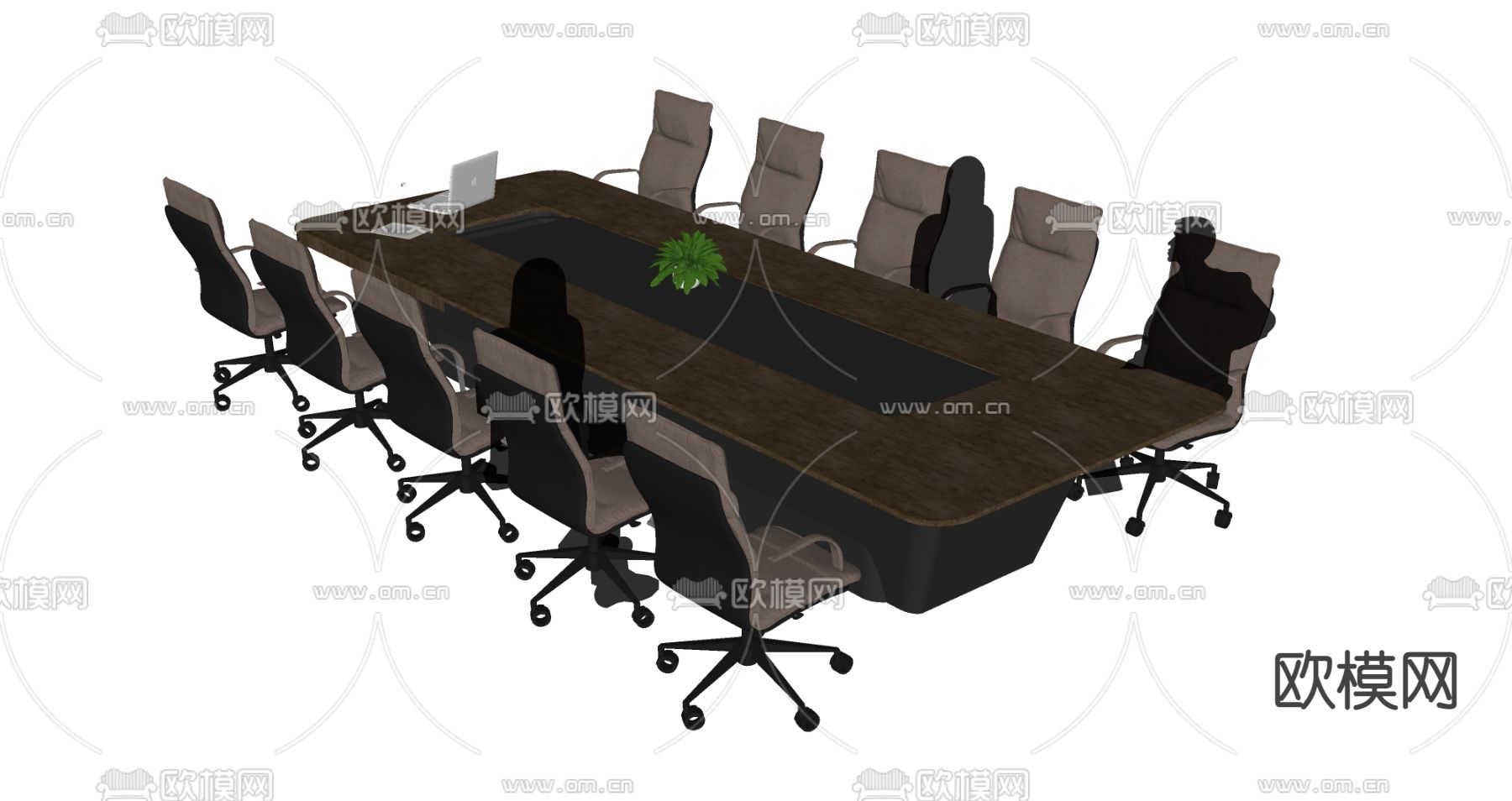 现代会议桌su模型下载（渲染图2）