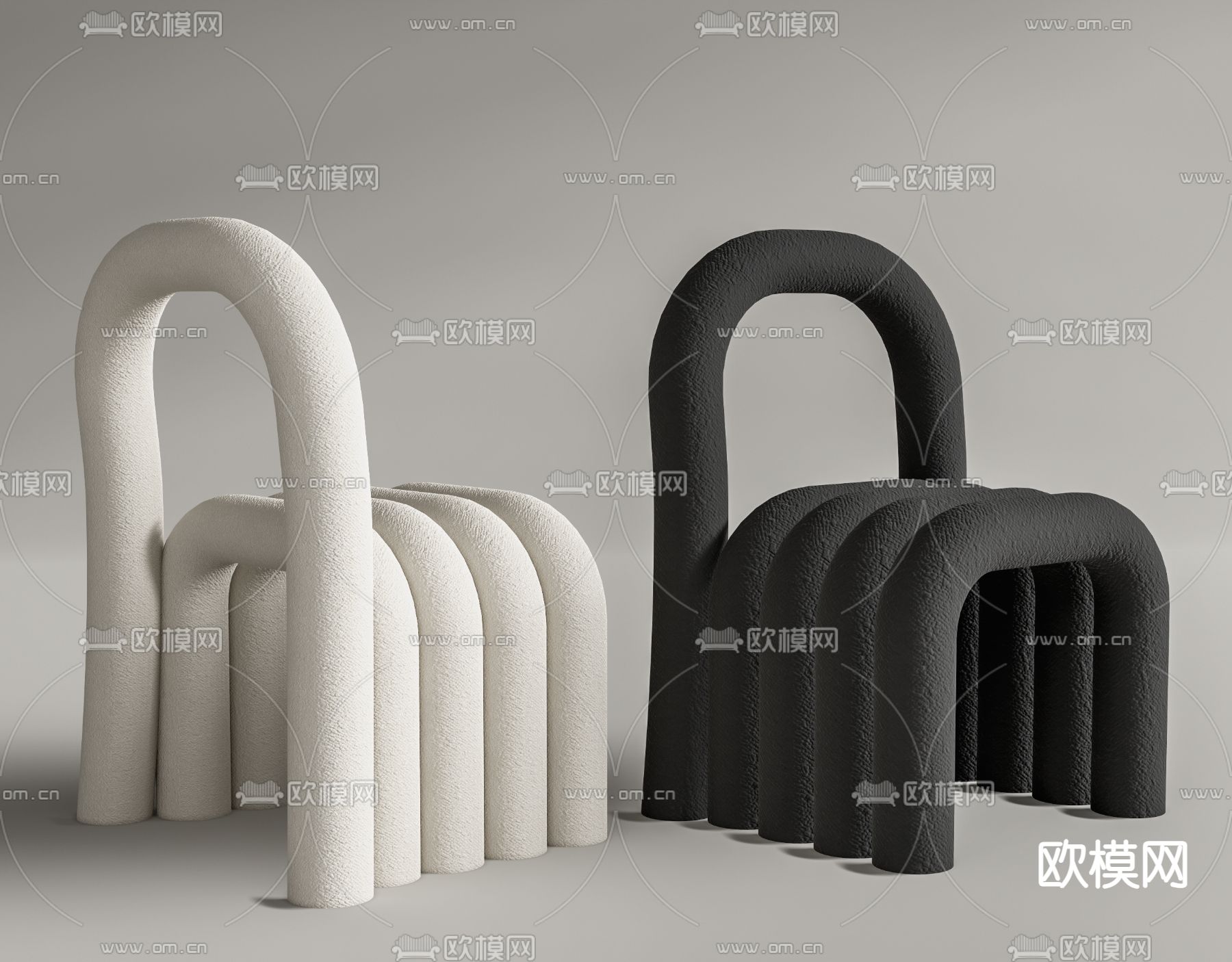 Cadeira 黑白休闲椅子su模型