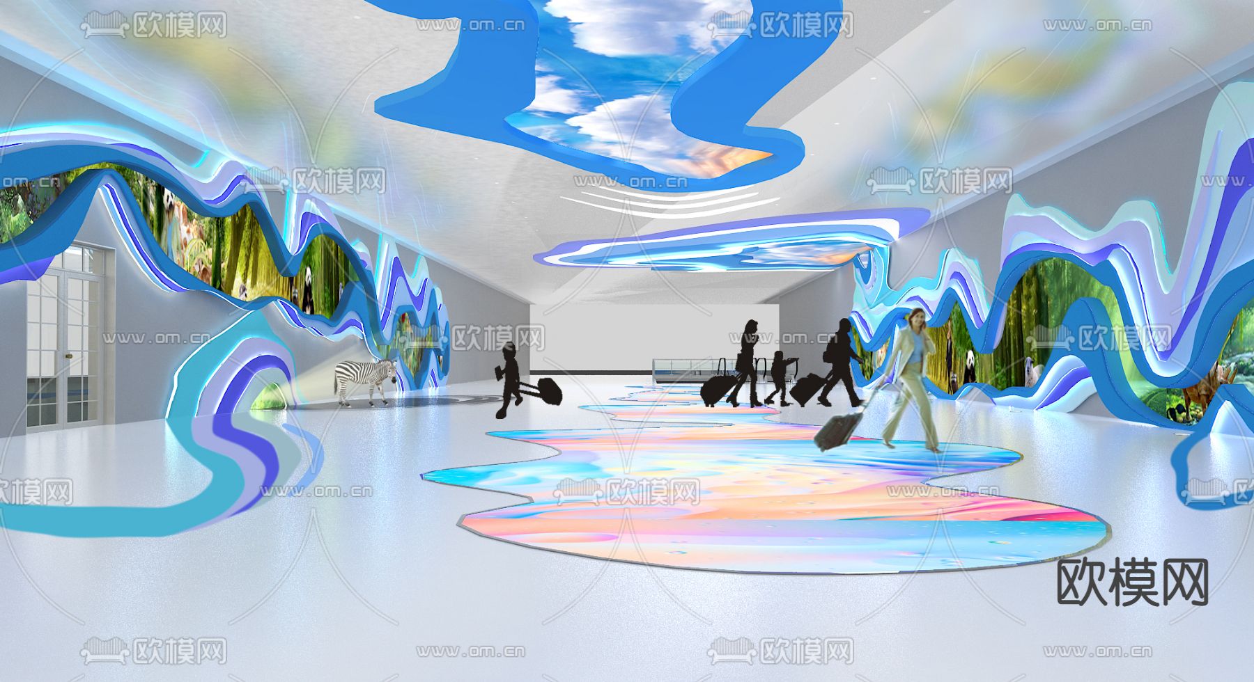 现代机场隧道免费3d模型下载（渲染图3）